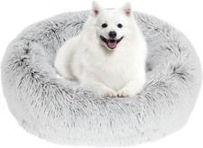Dog Bed, Calming Anti-Anxiety Large Dog Bed, Fluffy Donut Cushion for Medium and