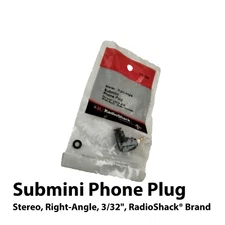 Stereo Right-Angle Submini Phone Plug, RadioShack® 274-0298, Fits 3/32" jack