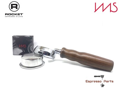 Raketenbodenloser Siebträger Holzgriff E61 58 mm mit IMS 18/22 g Korb