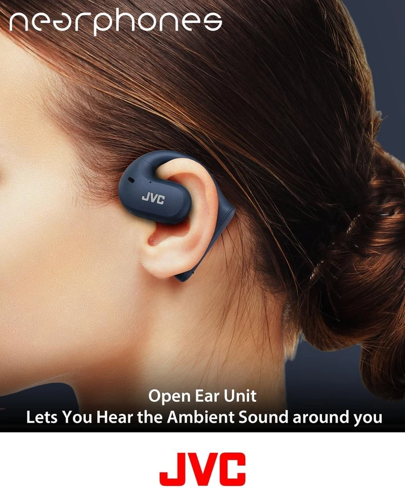JVC nearphones Open Ear True Wireless BLUE Headphones HANP35T 16mm Large Drivers - Image 4 of 4