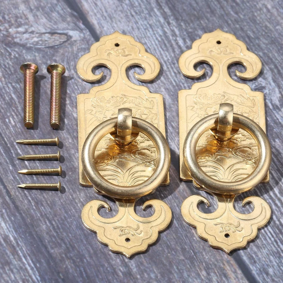 Винтажные латунные кольца, 2 шт., ручки шкафа 10 см/3,94 дюйма, классические — 10x3 см - Изображение 2 из 4