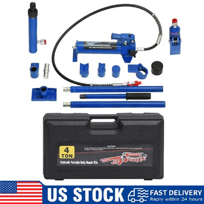 #ad 4 Ton Porta Power Kit Hydraulic Jack Lift Ram Pump Auto Body Frame Repair Kit $109.99