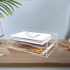 2 Pack- Stackable Paper Letter Tray,Clear Acrylic Magazine Holder and File Or...