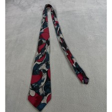 John Blair Mens Silk Necktie Abstract Swirl Geometric Red Navy Blue Grey Tie