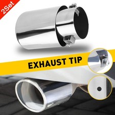 2pcs Polished Diesel Stainless Steel Exhaust Tip 1.5-2.4in Outlet Straight Cut 2pcs Polished Diesel Stainless Steel Exhaust Tip 1.5-2.4in Outlet Straight Cut