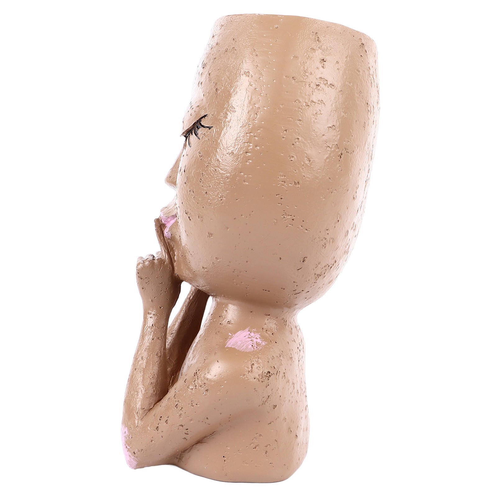 Girl Head Flowerpot Fadeless Durable Resin Face Planter Decorative Succulent Flo