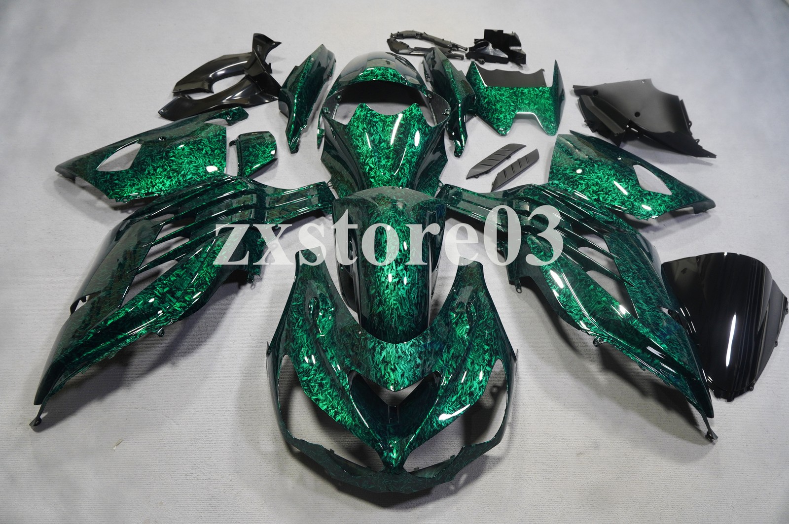 Green Forged Carbon Fiber Fairing Body Kit For Kawasaki Ninja ZX14R ZX14 2012-24