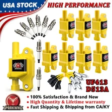 8* Ignition Coil+Spark Plug+Wire set UF413 For Cadillac Chevy Silverado 1500 GMC