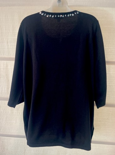 QUACKER FACTORY Black~Simulated Turquoise Necklace~Beading Tunic Sweater~1X~NWT - Picture 4 of 7