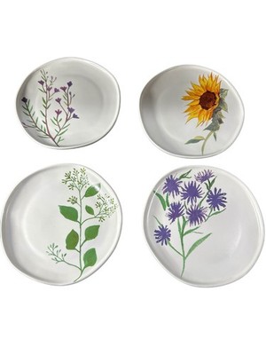 Rosanna Bloom Appitizer/Desert Plates Set Of 4 White Floral Collection 6'' NIB
