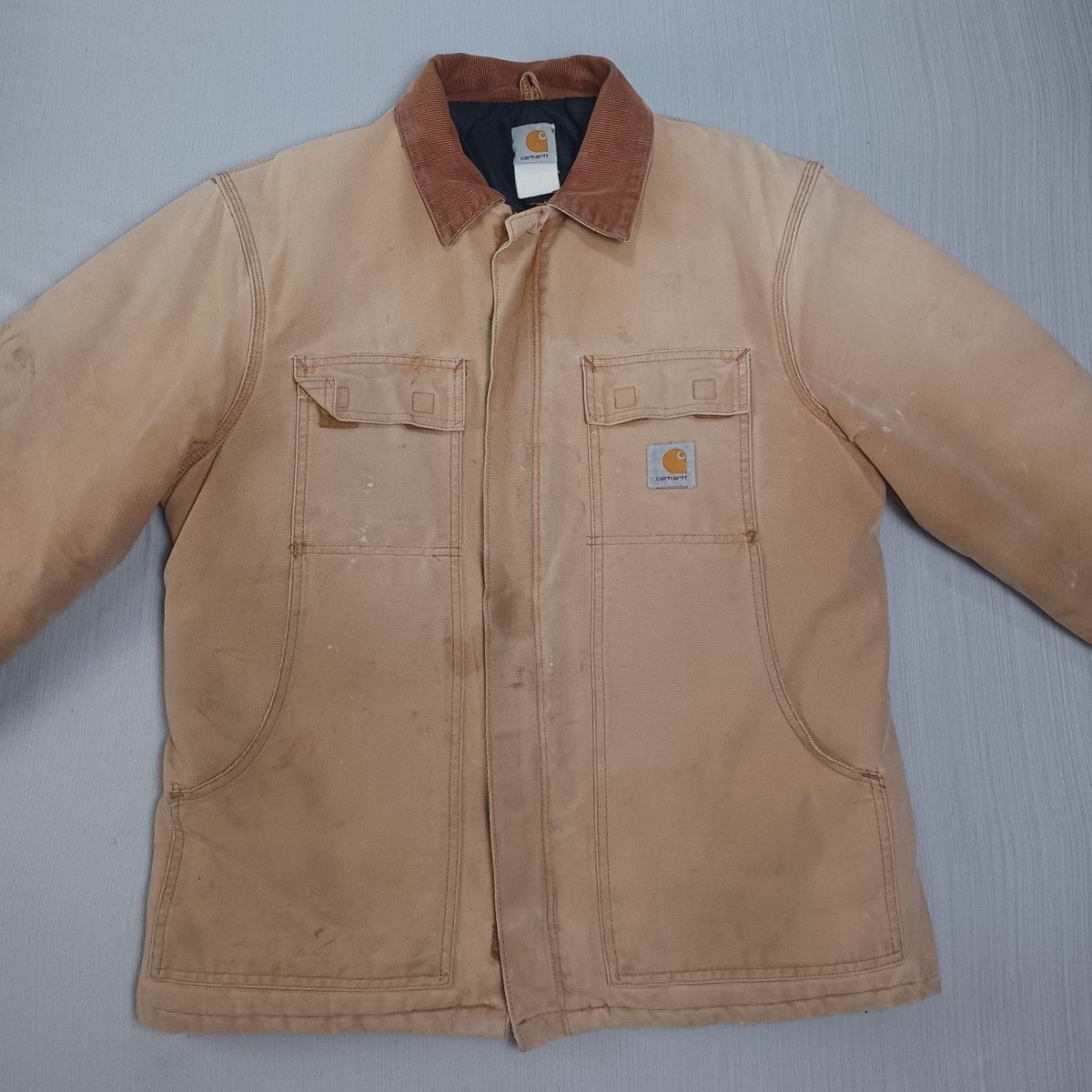 Vintage Carhartt Arctic Chore Jacket Mens Large 44 Tan Quilt Lined