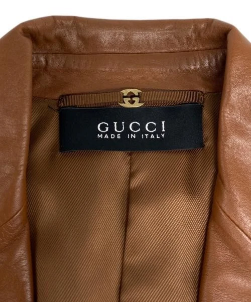 Gucci Giacca Sartoriale Pelle Marrone Donna 38 M 122328.XN064