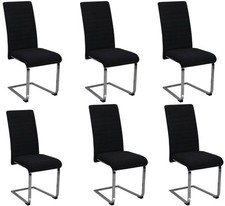 6 x Black Velvet Dining Chairs Chrome legs plush high back seat, chrome legs