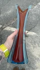 MCM VTG Murano Glass Swung Vase Sommerso Orange Blue Rare HTF Tall Fingers Mod