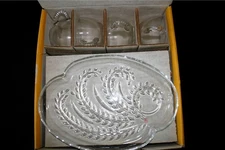Vintage Federal Glass Homestead 8 pc. Snack Set Wheat Pattern Original Box