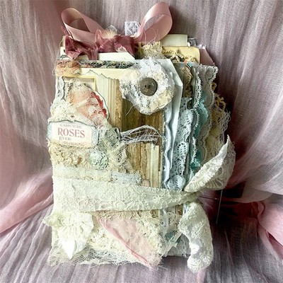 Handmade Shabby Chic Lace Junk Journal Book Romantic Layered Scrapbook Memories