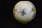 Antique GWTW Ball Shade with Butterfly's & Flowers Milk Glass & Green (SH167