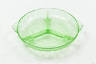 Vintage Anchor Hocking Cameo Ballerina Pattern Green Uranium Glass Relish Dish