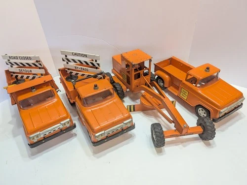 Vtg Tonka State Hi-Way Dept Road Builder Set Hydraulic Dump Grader Pickup 1960s