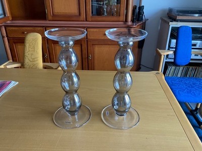 2 Kaheku Kerzenleuchter für Stumpenkerzen, handgefertigtes Glas