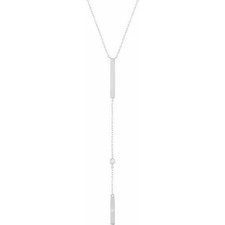 Diamond Bar "Y" 16-18" Necklace In 14K White Gold