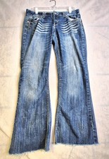 Amethyst Bootcut Jeans Womens Size 11 Juniors Blue Denim Bottom Legs Cut Off