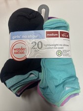 wonder nation girls no show ankle socks 20 pairs size large 4-10