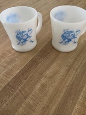 2 Fire King Batman Mug Vintage Anchor Hocking Light Blue