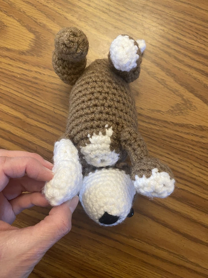 Handmade Crochet Stuffed Toy Plush Soft BROWN DOG Puppy  - Image 2 of 4