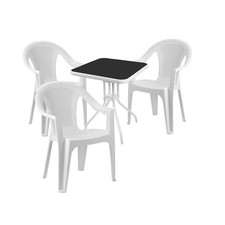 Mojawo® 4 pezzi Set bistrot set bistrot set balcone sedia impilabile plastica bianco