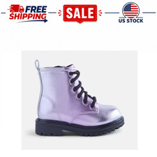 Wonder Nation Toddler Girls Combat Boots Padded Sock Lug Sole Pull Tabs