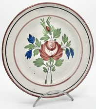 Assiette faïence Waly décor floral polychrome XIXème
