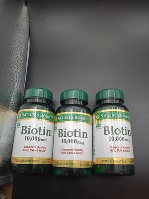 3 X Nature's Bounty Biotin 10,000 mcg Rapid Release Softgels 360 Total 10/2027