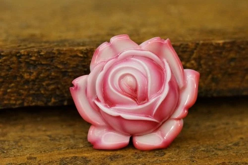 Vintage Costume Jewelry Japan Pink Lucite Molded Rose Flower Brooch Pin