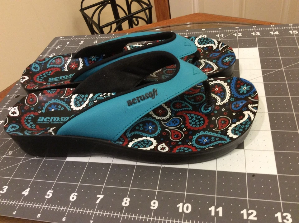 Aerothotic Aerosoft Flip Flops Sandals DOJO Aqua size EUR 40 US 9 - Image 3 of 4