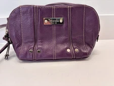 Purple Leather Tignanello Small Multi-Compartment Crossbody Purse