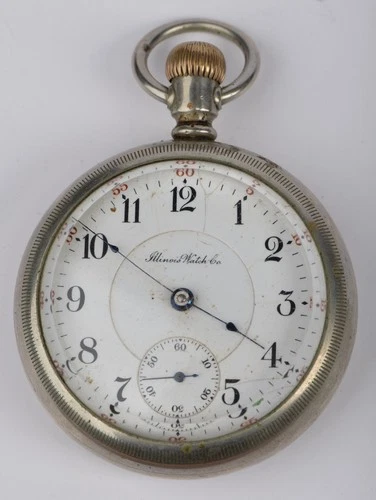 Antique Illinois Watch Co Pocket Watch 17 Jewels Open Face 55mm  – Not Working