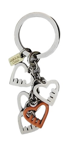 Coach Keychain Poppy Heart Charm Silvertone Enamel, Rhinestone Paved Hearts Gift - Picture 4 of 8