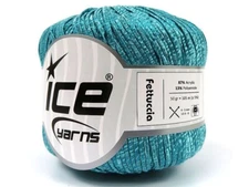Ocean Green-Blue Fettuccia Skinny Ribbon Yarn 82235 Ice Yarns 50g 114yd x 2mm wd