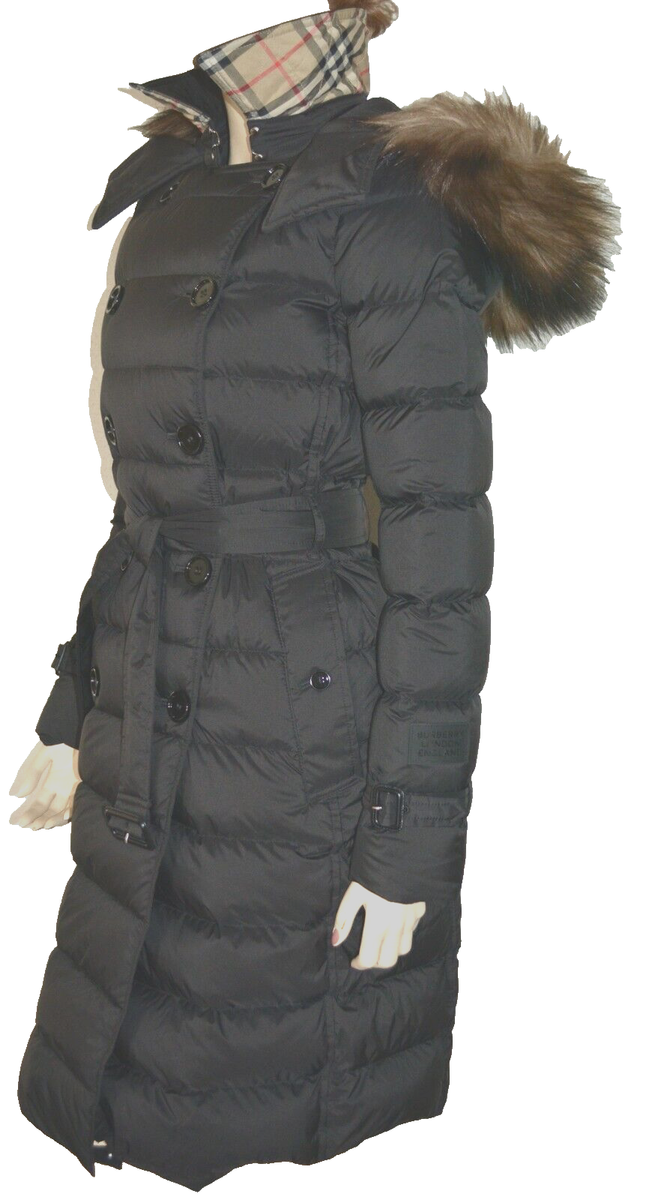 NEW BURBERRY WOMENS ARNISTON DOWN HOODED QUILTED PUFFER COAT SZ