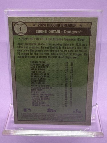 2025 Topps Heritage Shohei Ohtani #1 Record Breakers Dodgers Baseball Card - Picture 2 of 2