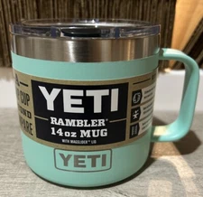 YETI Rambler 14 oz Sea Foam Green Mug with Mag Slider Lid Brand New