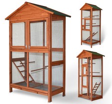 Vogelvoliere Vogelkäfig Vogelhaus in M L oder XL Holz Braun Wellensittich Käfig