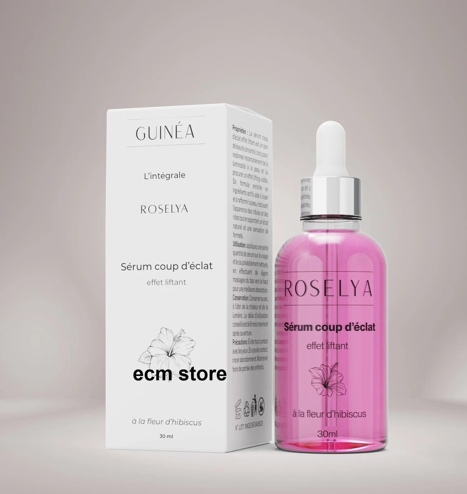 Sérum coup d'éclat précieux GUINEA ROSELYA à la fleur d'hibiscus flacon 30 ml