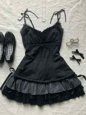 Women Gothic Skirt Fairy Grunge Aesthetic Mall Goth Black Mini Skirts 2000s E