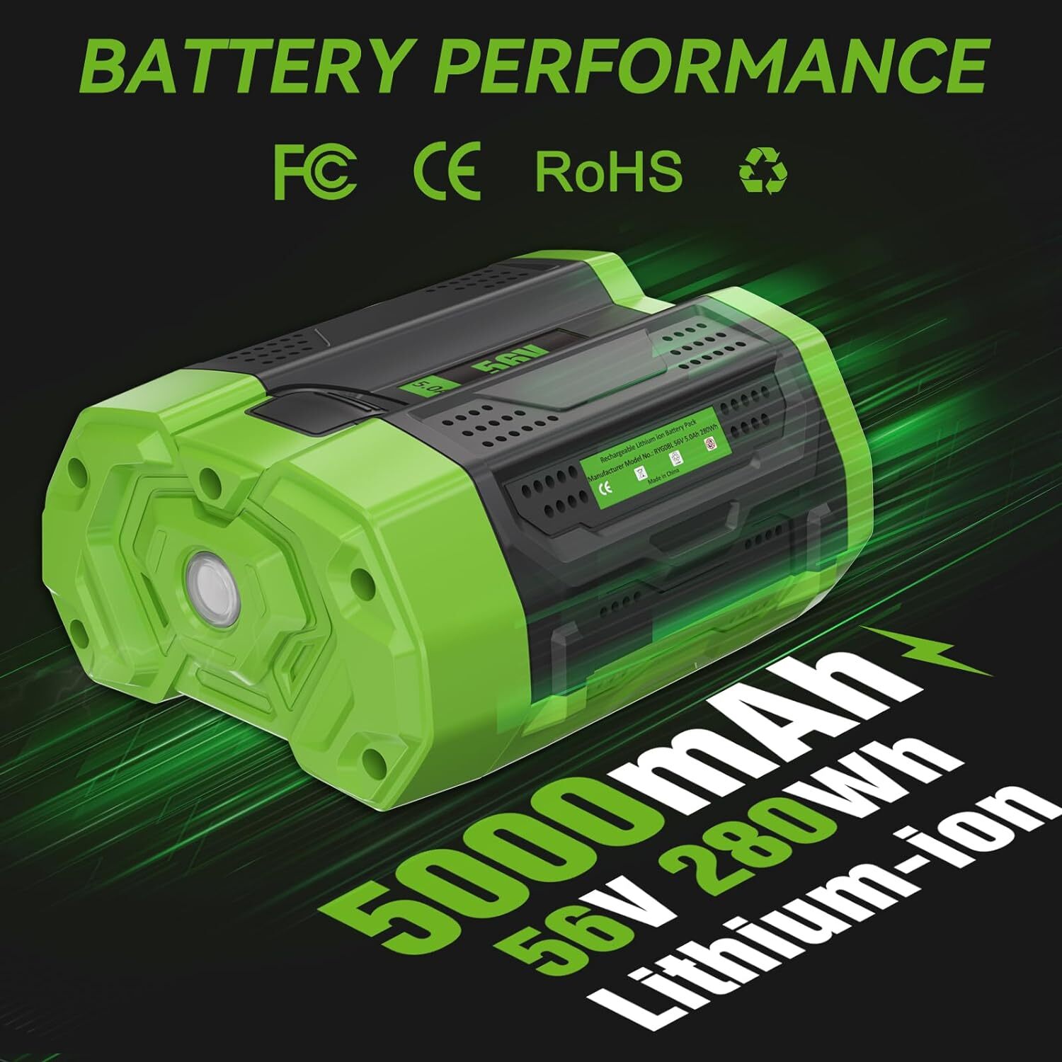 56V 10.0Ah For Genuine EGO BA5600T Power + 56V 12Ah Lithium Battery Replace