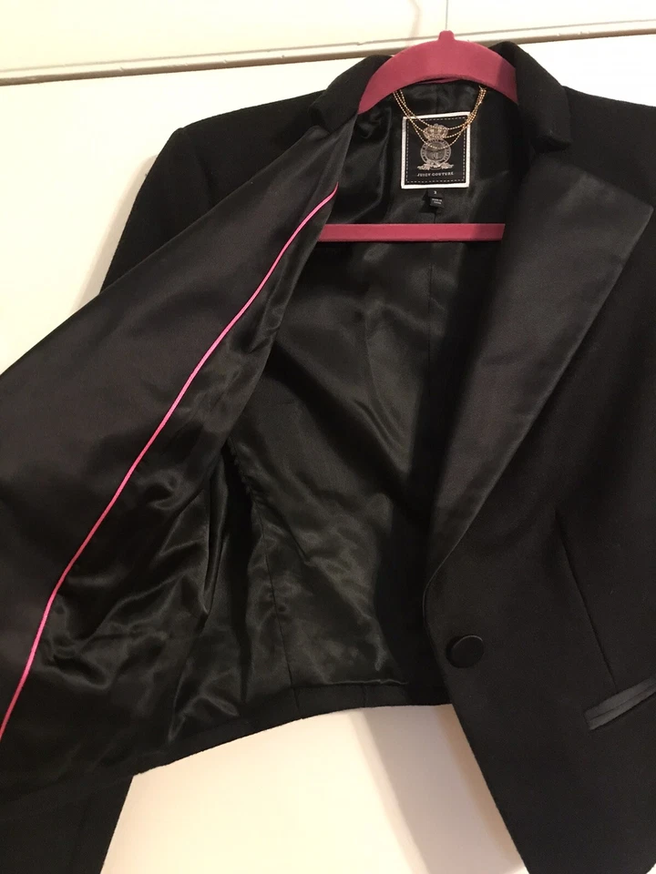 NWT Juicy Couture Pitch Black Wool Blazer Sz 2 Org $298 - Image 4 of 4