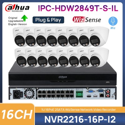 Dahua 16CH WizSense NVR 8MP IP Camera CCTV Security System Full-color Mic Lot US