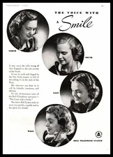 1938 Bell Telephone System "A Voice With A Smile" Switchboard Operators Print Ad