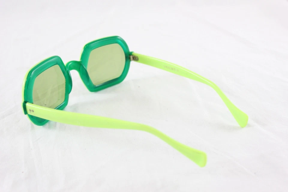 Gafas de sol retro vintage años 50 60 neón verde lima hechas en Italia raras 577 Foto 4 de 4
